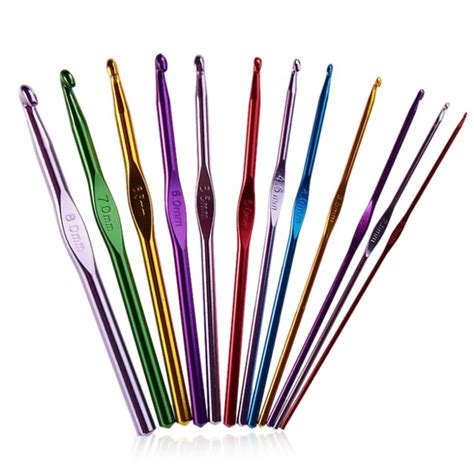 Crochet Hook 12PCS/Set Multi colour Aluminum Needles Crochet Hooks Set ...