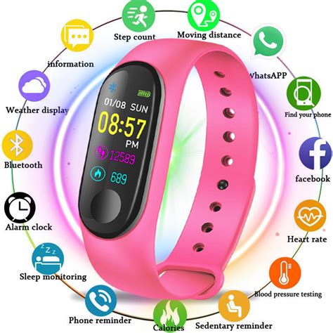 Sport Fitness Smart Band Heart Rate Monitor Bands Blood Pressure Bluetooth Bracelet for Android ...