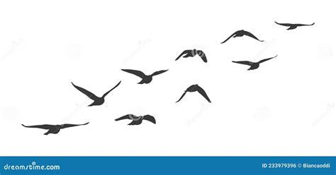 Flock Of Flying Birds. Vector Silhouette Birds Clipart | CartoonDealer ...