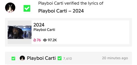 Carti verified 2024 on Genius : r/playboicarti