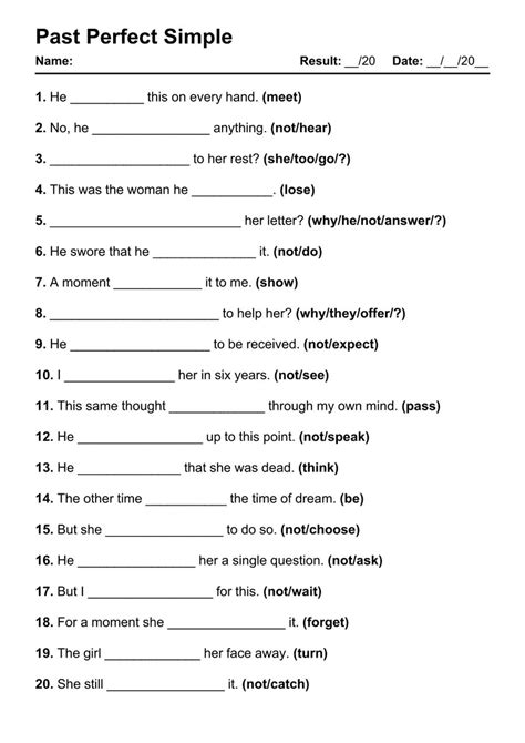 101 Past Perfect PDF Worksheets with Answers [2037 Exercises] - Grammarism