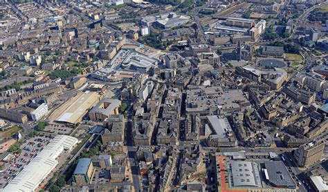 Bradford city centre from the North West looking South East. aerial ...