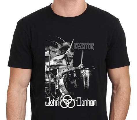 Vintage T Shirts Short Sleeve JOHN BONHAM Led Zeppelin Drummer Men's T Shirt Black S 3XL Short ...