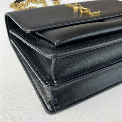 YSL Saint Laurent Sunset Medium Bag Black and Gold - Handbagholic