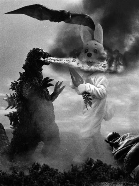 Godzilla vs. The Easter Bunny | Funny easter pictures, Godzilla funny, Easter humor