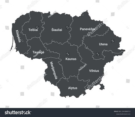 Lithuania County Administrative Map Border Vector Stock Vector (Royalty ...