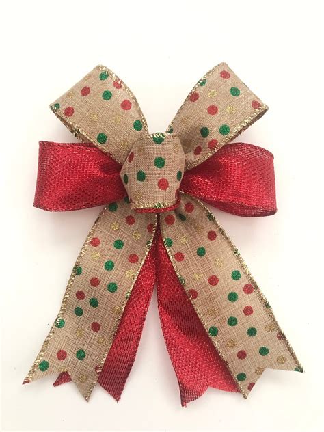 Christmas Decorative Bows / Set of 10 Bows / Red Polka Dot | Etsy