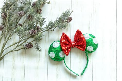 Christmas Mouse Ears, Disney Ears, Christmas Ears, Mickey Mouse Ears, Minnie Mouse Ears, Polka ...