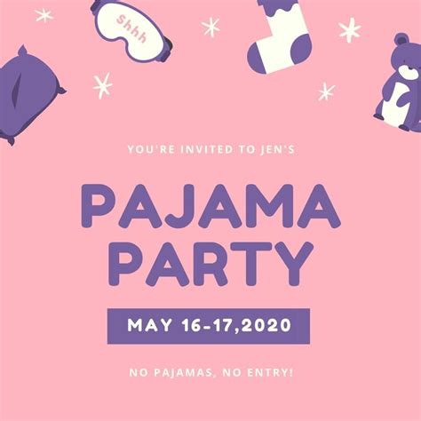 Free custom printable pajama party invitation templates | Canva