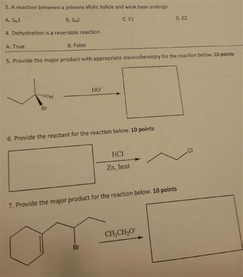 Solved 3. A reaction between a primary allylic halide and | Chegg.com