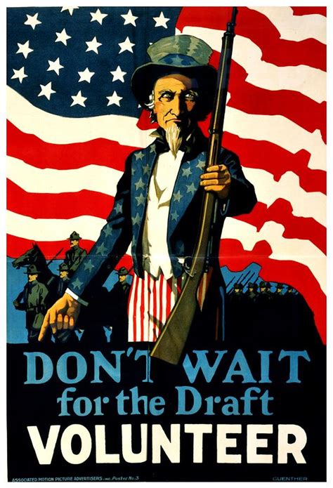 Recruiting Poster - WW1 - Don't Wait For The Draft Photograph by Benjamin Yeager - Fine Art America