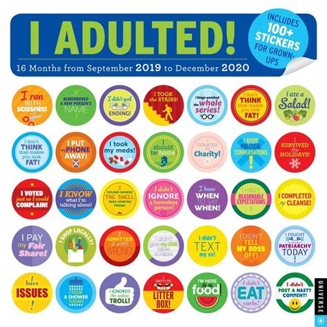 I Adulted Wall Calendar | Funny calendars, Wall calendar, Calendar stickers