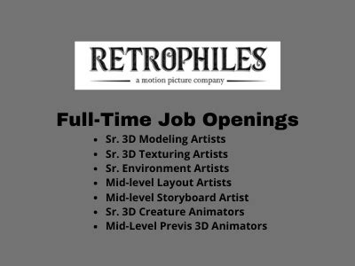 Multiple job openings at Retrophiles Pvt. Ltd. - Modeling, Texturing