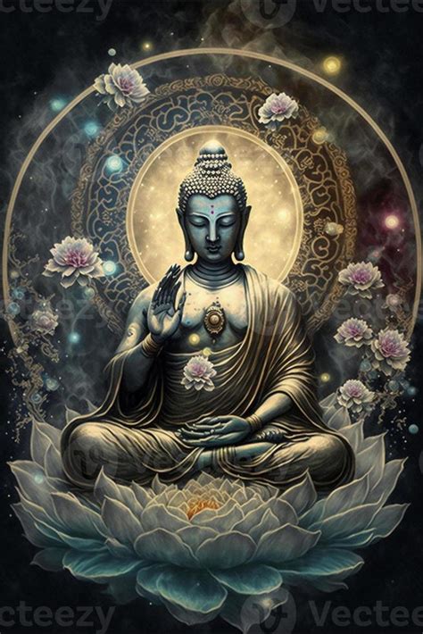 painting of a buddha sitting on a lotus flower 22939704 Stock Photo at ...