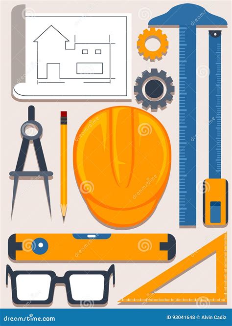 Engineering and Architecture Tools Elements Stock Vector - Illustration of plan, graphics: 93041648