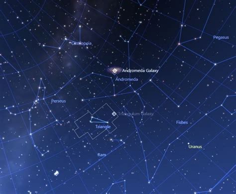 Star chart showing Triangulum Galaxy location September - December ...