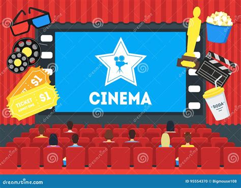 Cartoon Cinema Concept Interior. Vector | CartoonDealer.com #95554370