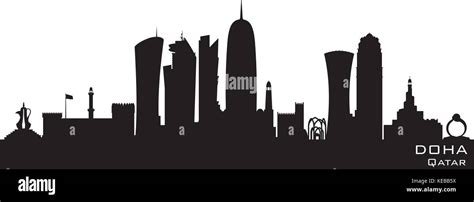 Doha Qatar skyline Detailed vector silhouette Stock Vector Image & Art - Alamy