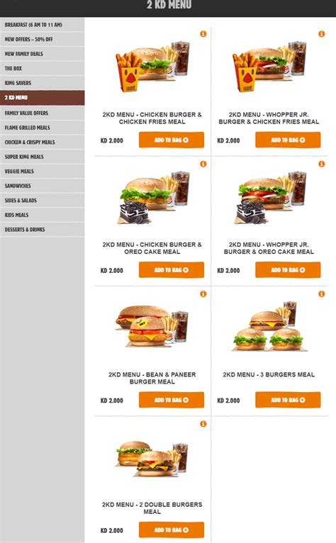 Burger King Kuwait Menu / Delivery Phone Number / Order Online - Kuwait ...