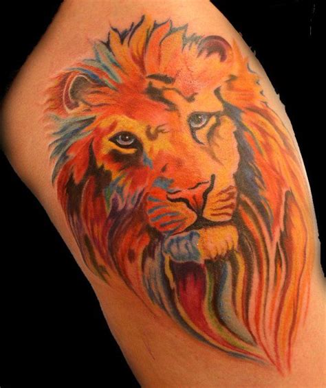 The lion of many colors Tattoo. This client loves his work done very colorful.