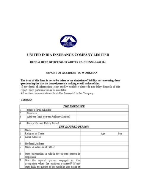 WC Claim Form Claim Form New India | PDF | Private Law | Government