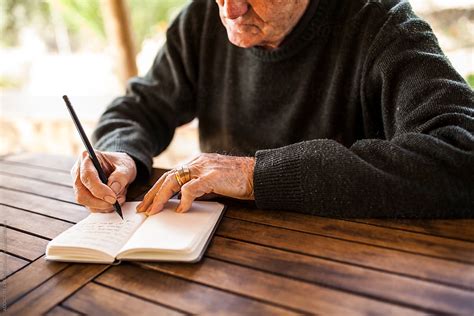 Elderly Man Writing In His Notebook by ADDICTIVE CREATIVES - Writing, Old Man