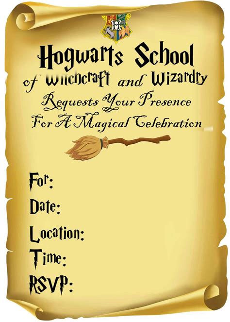 Harry Potter Printable Invitation Templates Free | PDF Template