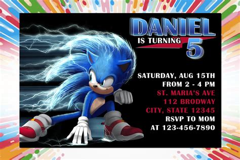 Sonic invitation sonic birthday invitation kids birthday | Etsy