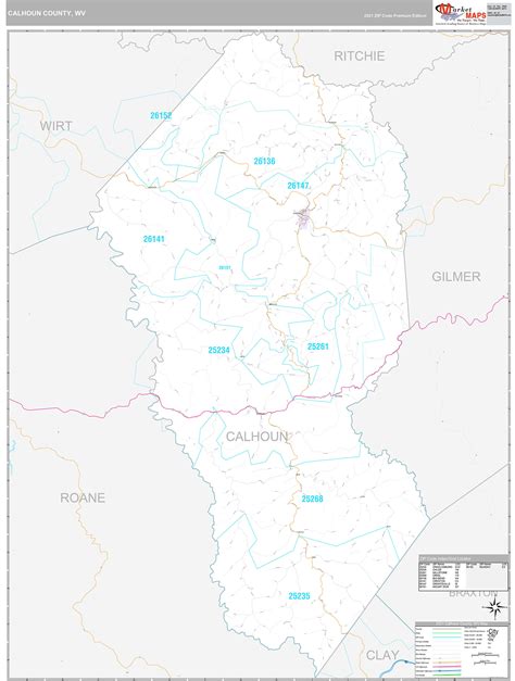 Calhoun County, WV Wall Map Premium Style by MarketMAPS