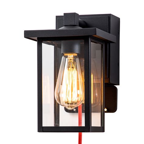 FTL Porch Lights with GFCI Outlet, Black Outdoor Light Wall Mount ...