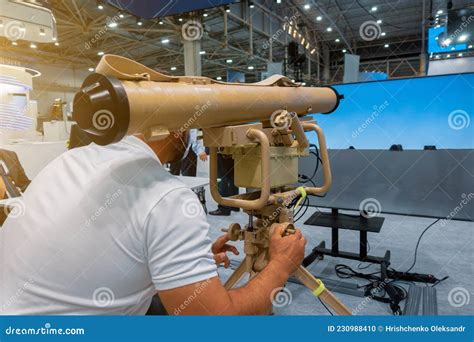 Anti-tank Laser-guided Missile System. the Man Controls the ATGM ...