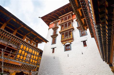 Traditional Bhutanese-Architecture of Tashichho Dzong in Thimphu, Bhutan Stock Photo | Adobe Stock