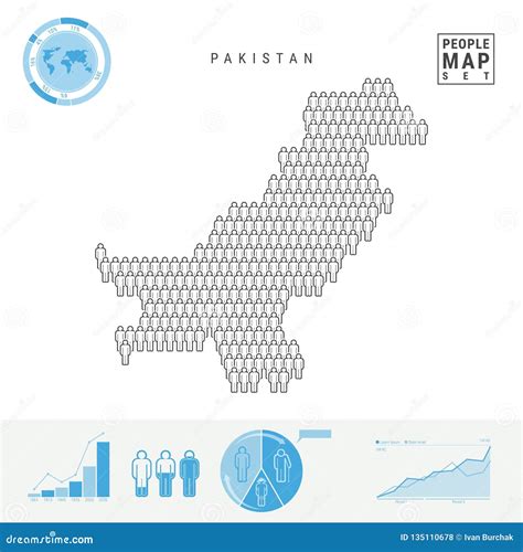 Pakistan People Icon Map. Stylized Vector Silhouette of Pakistan ...