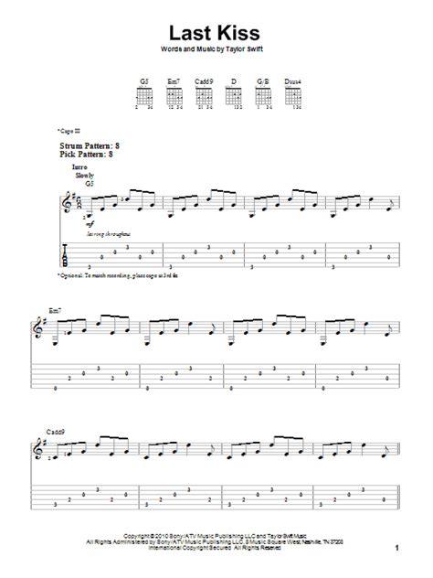 Last Kiss by Taylor Swift - Easy Guitar Tab - Guitar Instructor