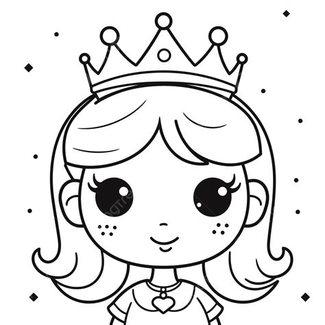 Princess Coloring Page With A Crown Outline Sketch Drawing Vector ...