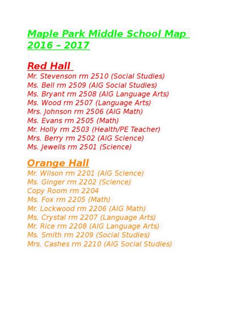 Maple Park Middle School Map (2016 - 2017) | PDF