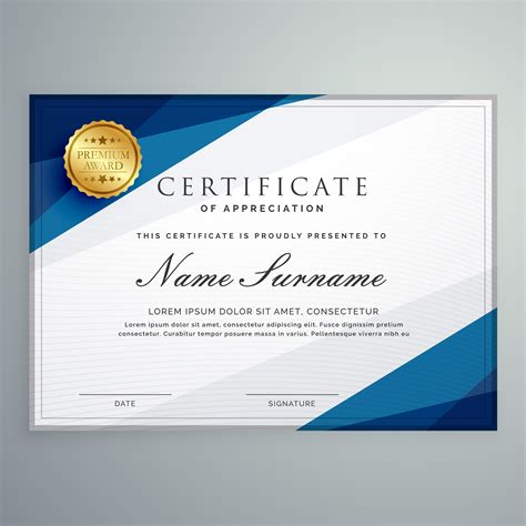 elegant white and blue certificate diploma template - Download Free ...