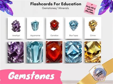 Precious Gemstone Flashcard Geology Rock Identification Minerals and Rock montessori Educational ...