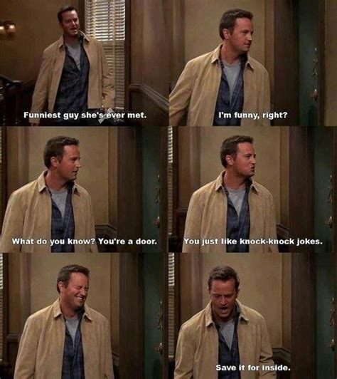 Chandler knock knock jokes | Friends funny, Friends tv, Friend memes