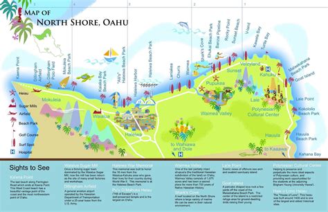 North Shore Oahu Map Beaches | Printable Templates Free