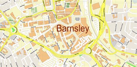 Barnsley UK Map Vector City Plan High Detailed Street Map editable Adobe Illustrator in layers