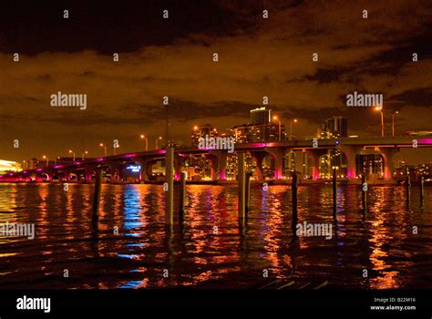 Miami Skyline at night Stock Photo - Alamy