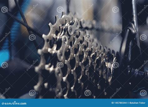 Bicycle Chain Background with Red Light Stock Photo - Image of macro ...