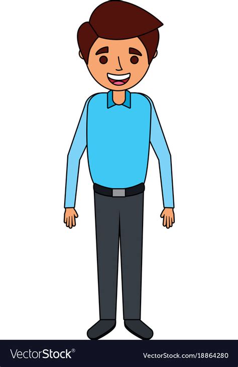 Young man cartoon standing character smiling Vector Image