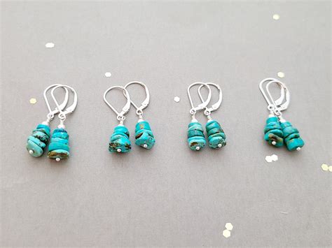 Natural Turquoise Stacked Bead Earrings