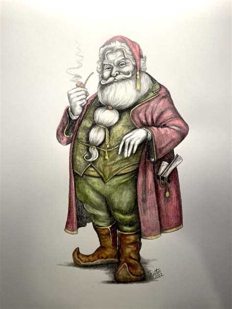 SANTA WITH A PIPE - DRAWING - OSU SPORTS FANS – OSU Sports Fans