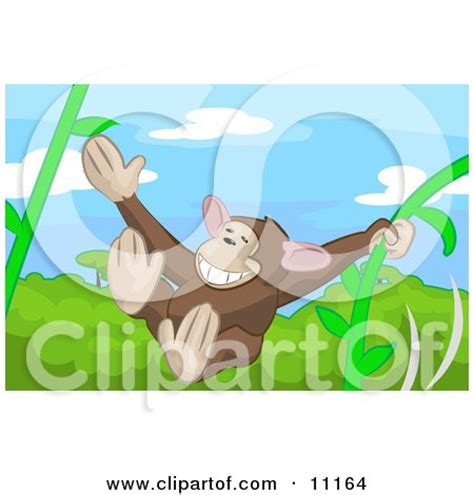 Cute Monkey Swinging on Vines in a Rainforest Clipart Illustration by AtStockIllustration #11164