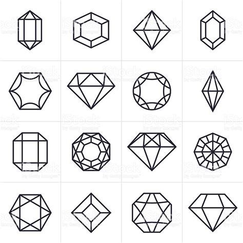 Jewel and Gem Icons and Symbols royalty-free stock vector art | Gem drawing, Crystal drawing ...