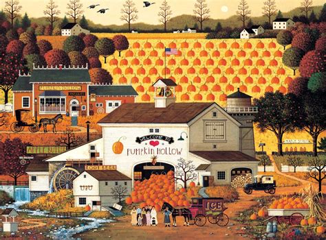 "Pumpkin Hollow" by Charles Wysocki | Americana art, American folk art, Folk art