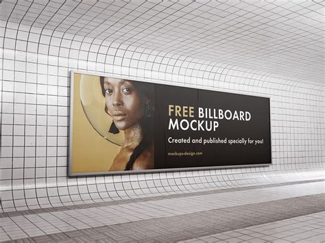 Billboard on subway wall mockup - Instant Download